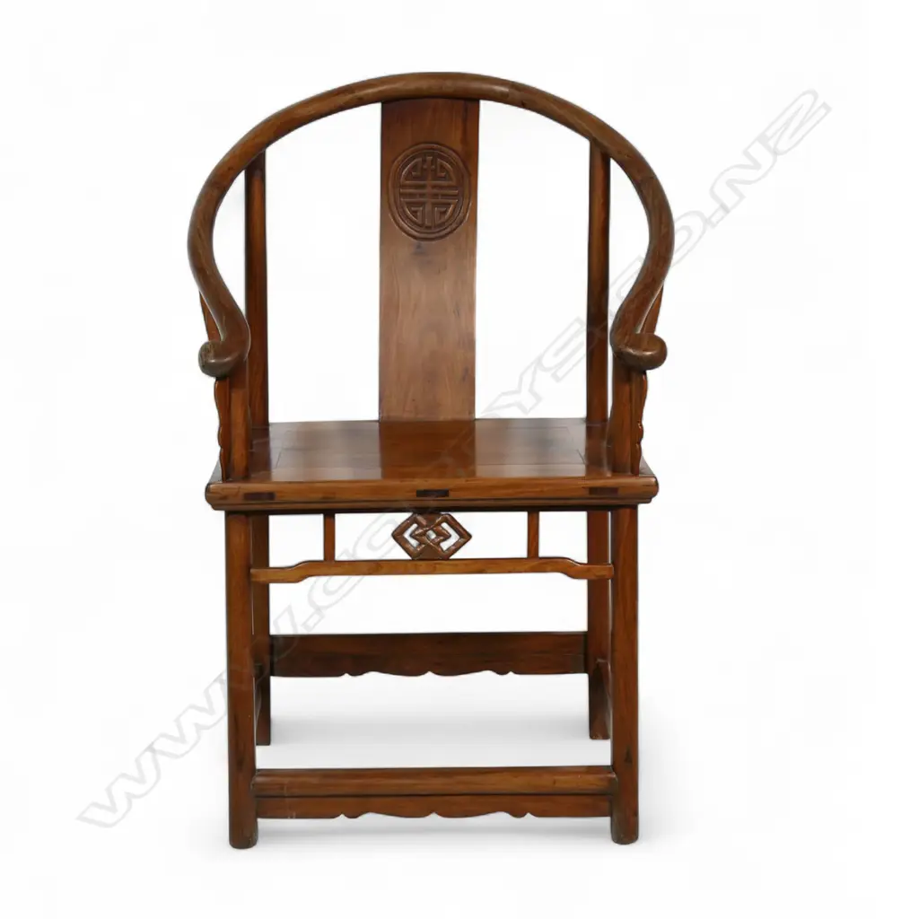A Chinese 19thC Qing dynasty horseback armchair, Image 1++